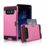 Wholesale Galaxy Note 8 Credit Card Armor Hybrid Case (Red)